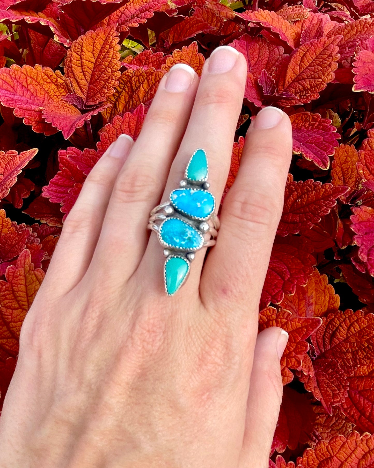 Sonoran Rose and Carico Lake Turquoise Traveler Ring