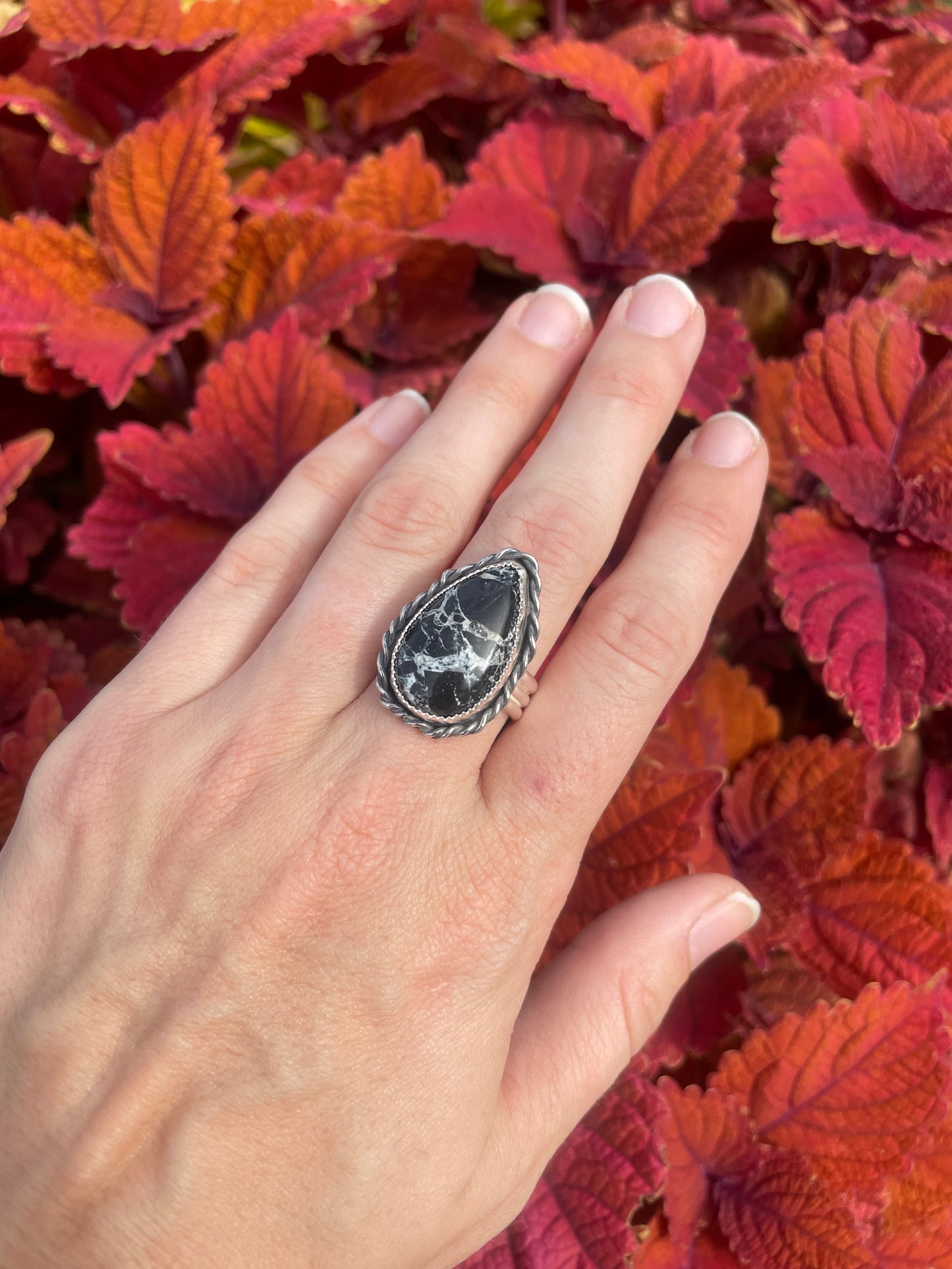 Adjustable White Buffalo Statement Ring