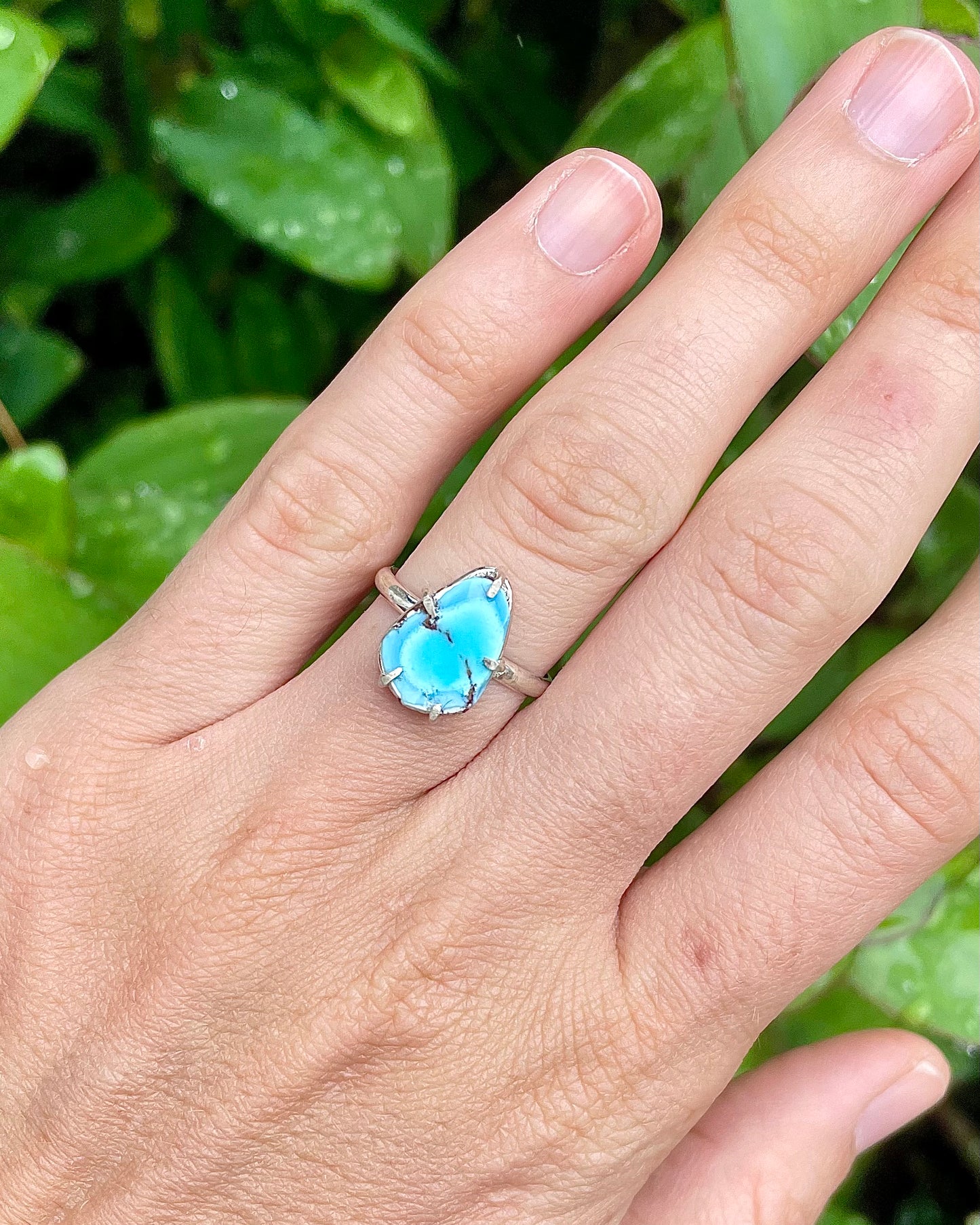 Lavender Turquoise Split Prong Ring Size 6.5