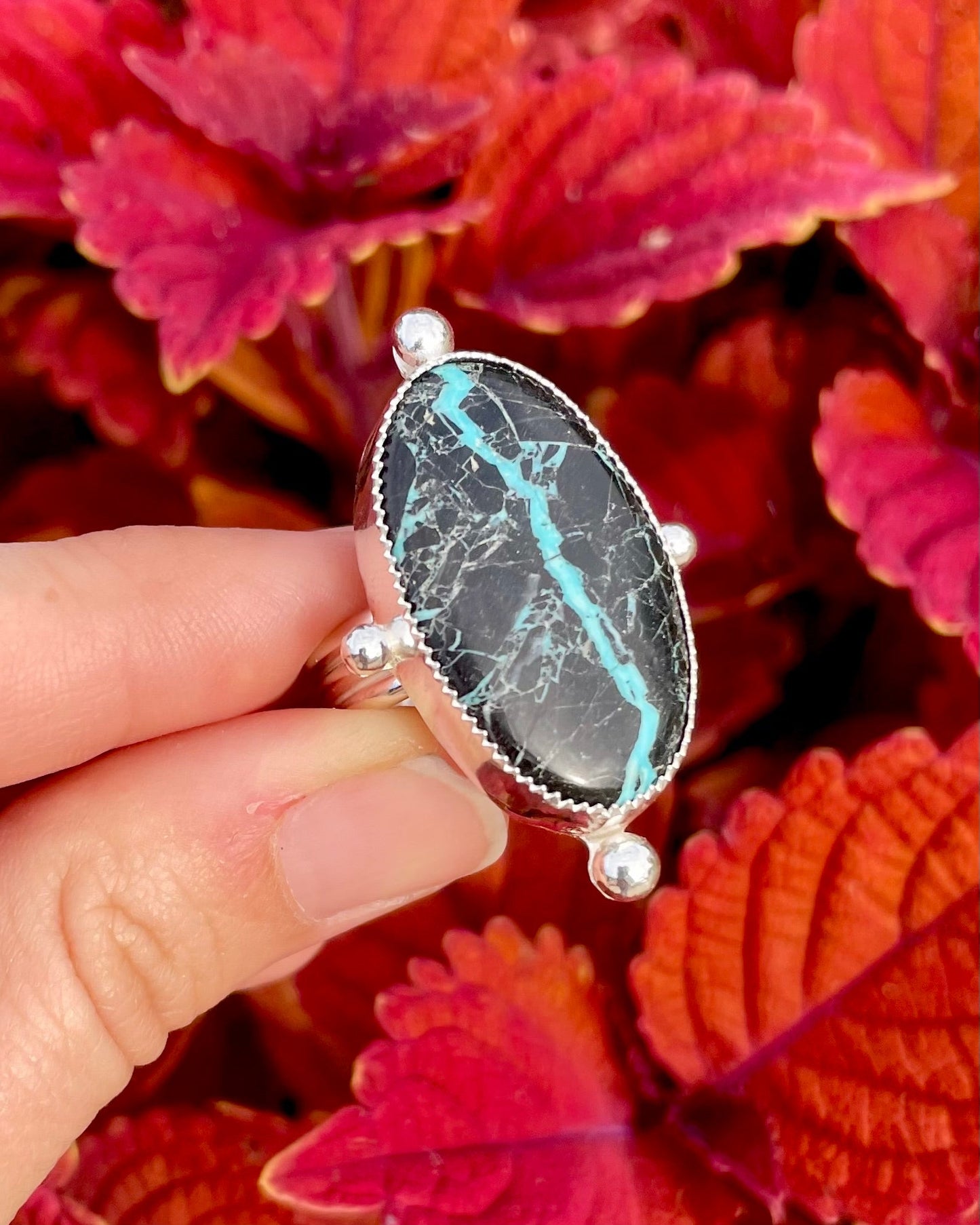 Adjustable Mantis Variscite Statement Ring