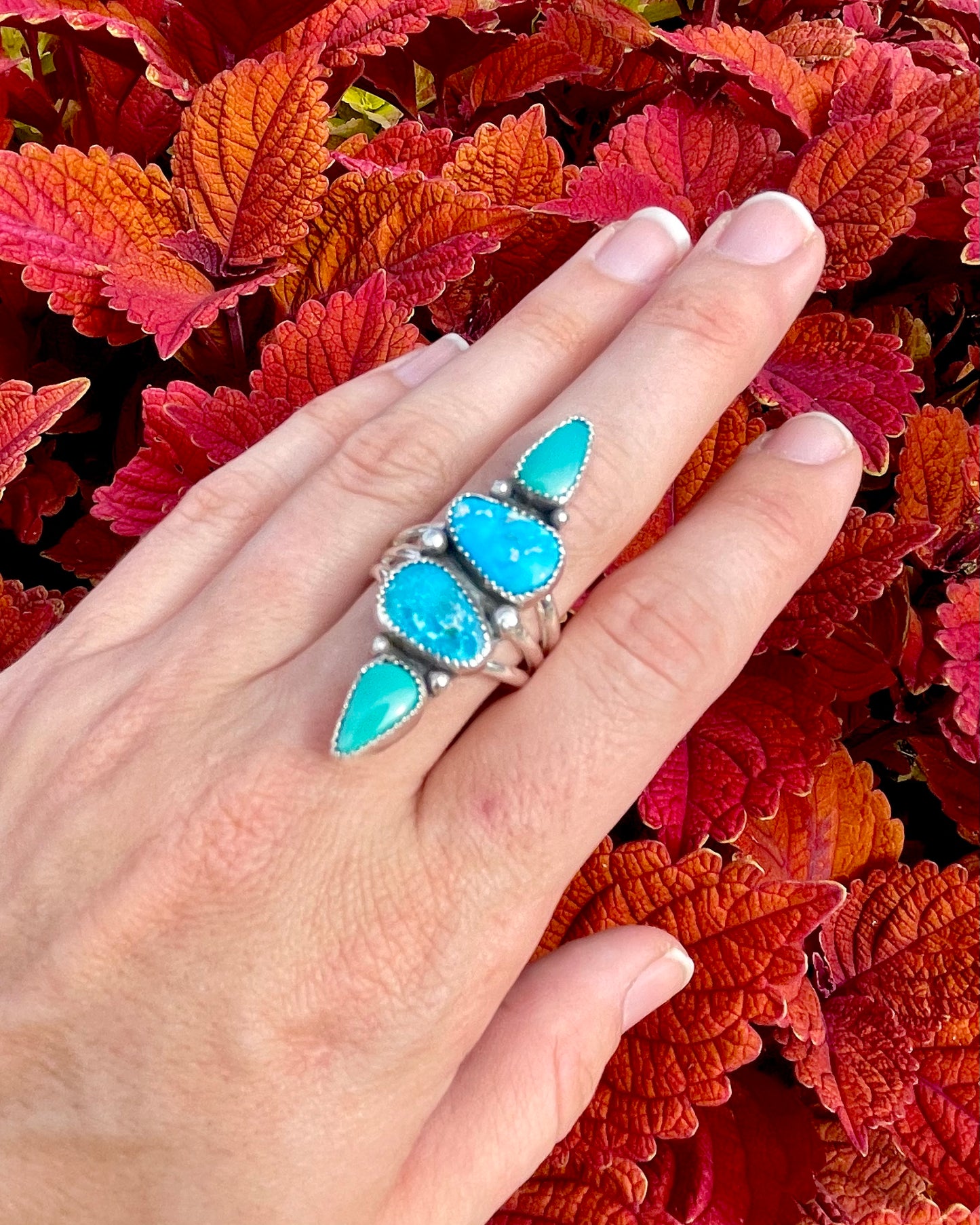 Sonoran Rose and Carico Lake Turquoise Traveler Ring