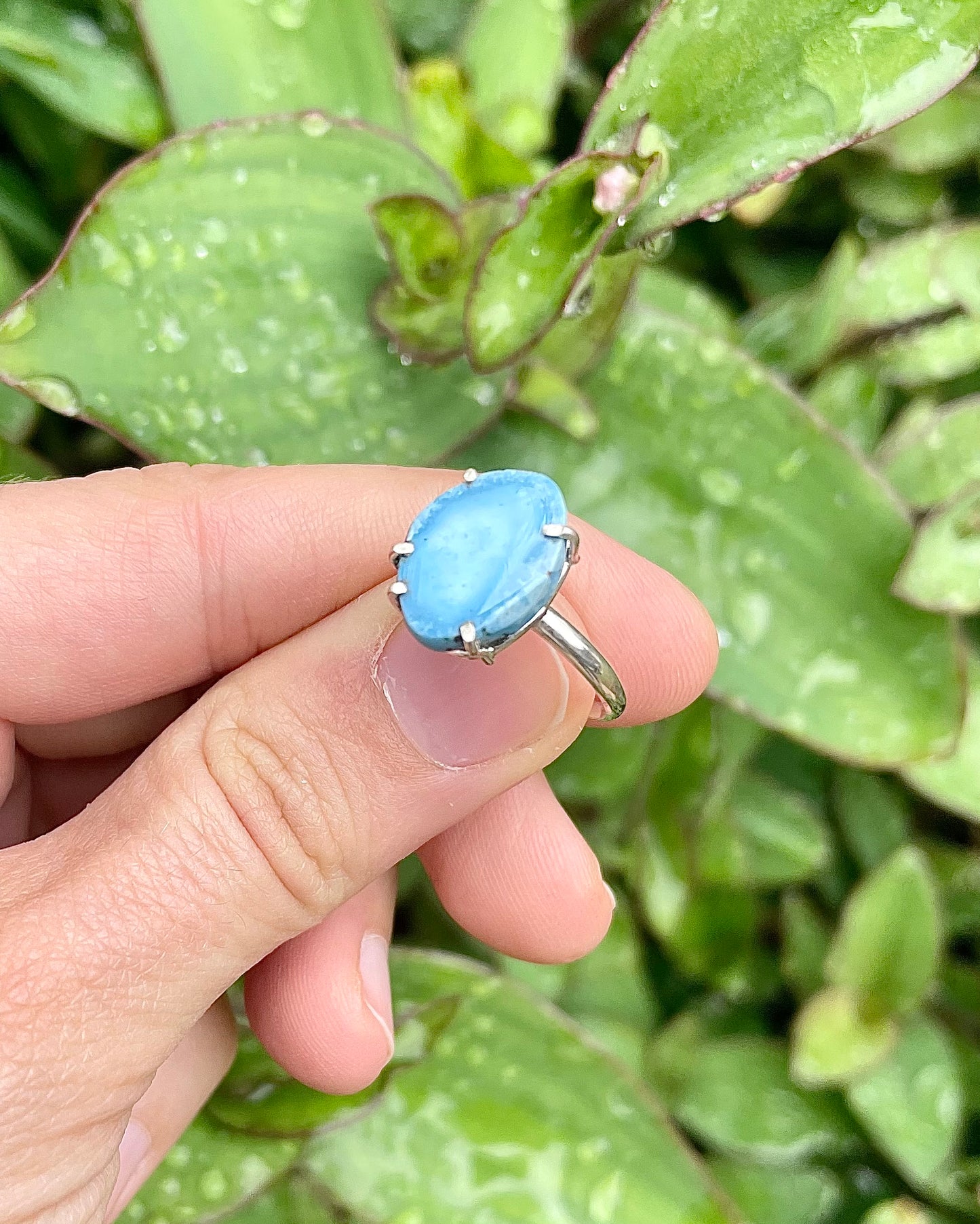 Lavender Turquoise Split Prong Ring Size 7