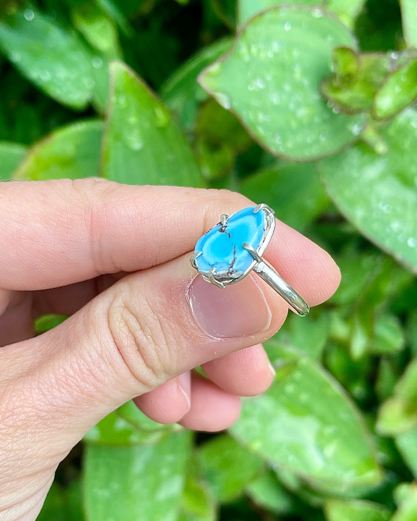 Lavender Turquoise Split Prong Ring Size 6.5