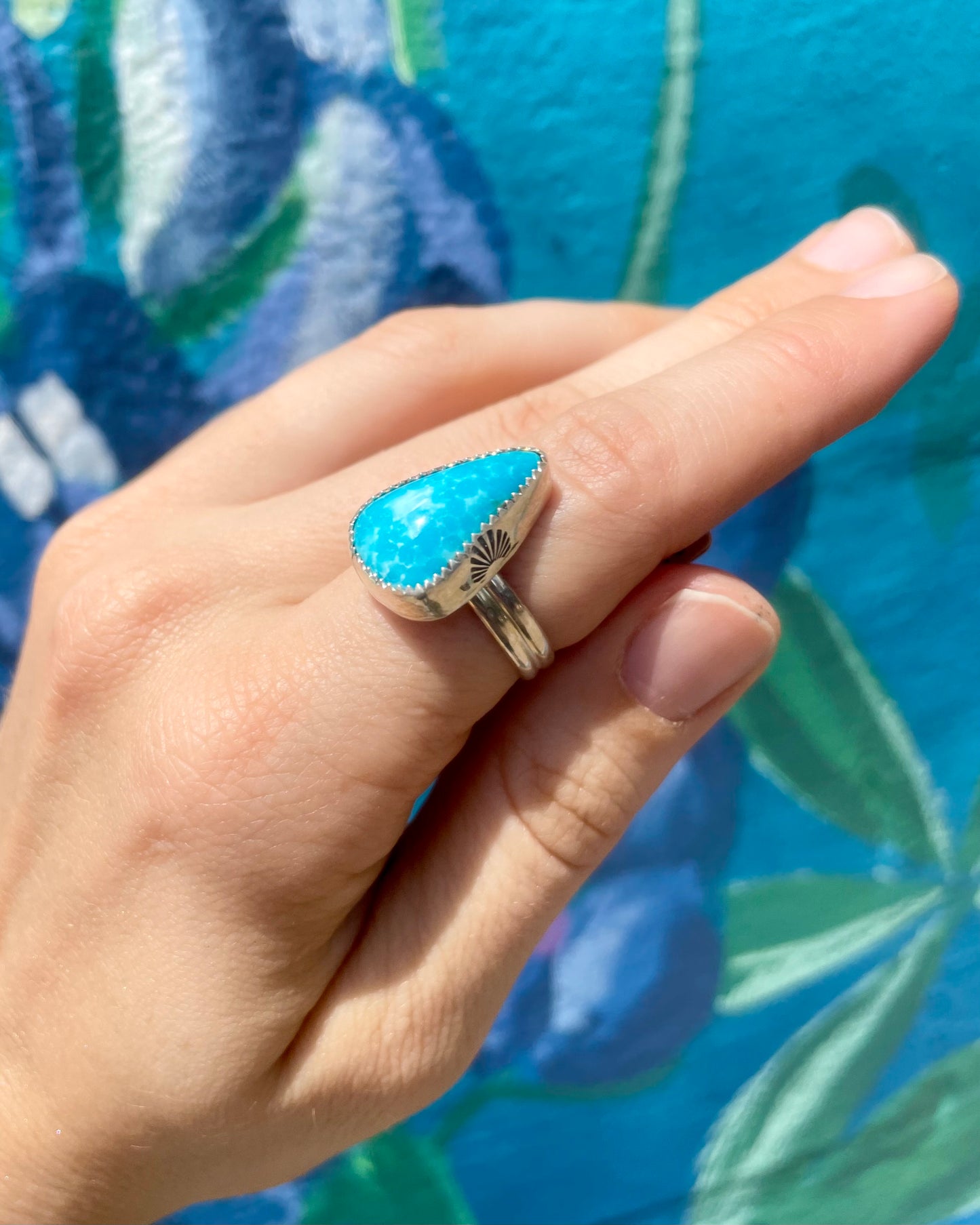 Kingman Turquoise Chunky Ring Size 7.5