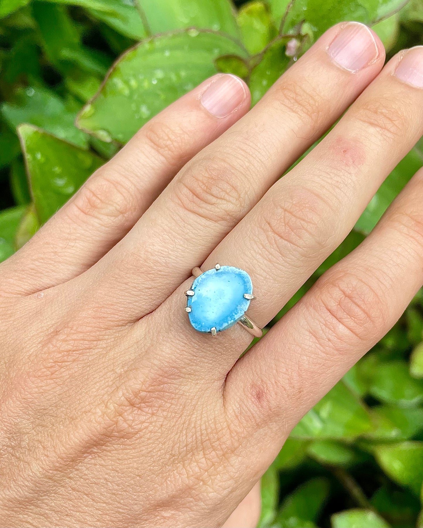 Lavender Turquoise Split Prong Ring Size 7