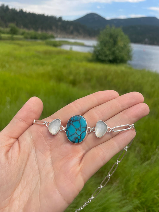 Moon River and Grey Moonstone Choker Necklace
