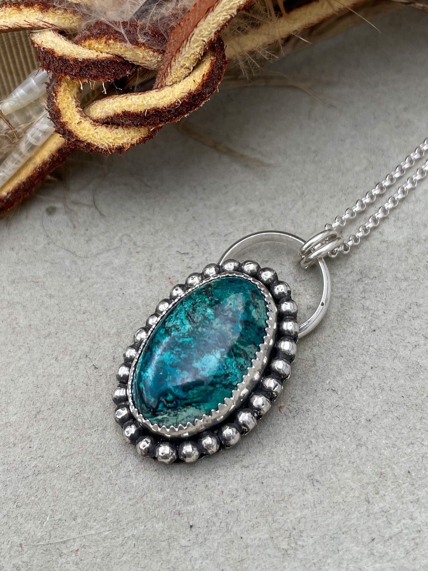 Shattuckite Beaded Border Necklace