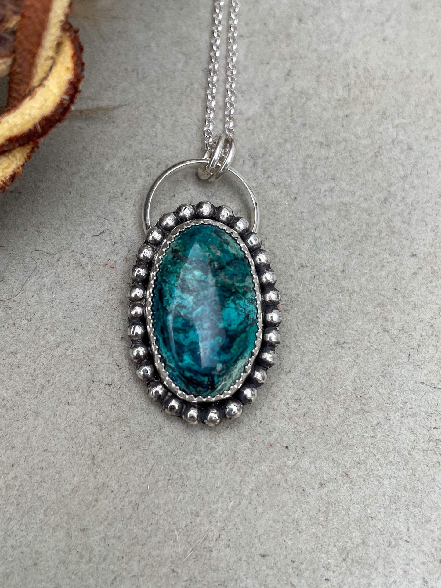 Shattuckite Beaded Border Necklace