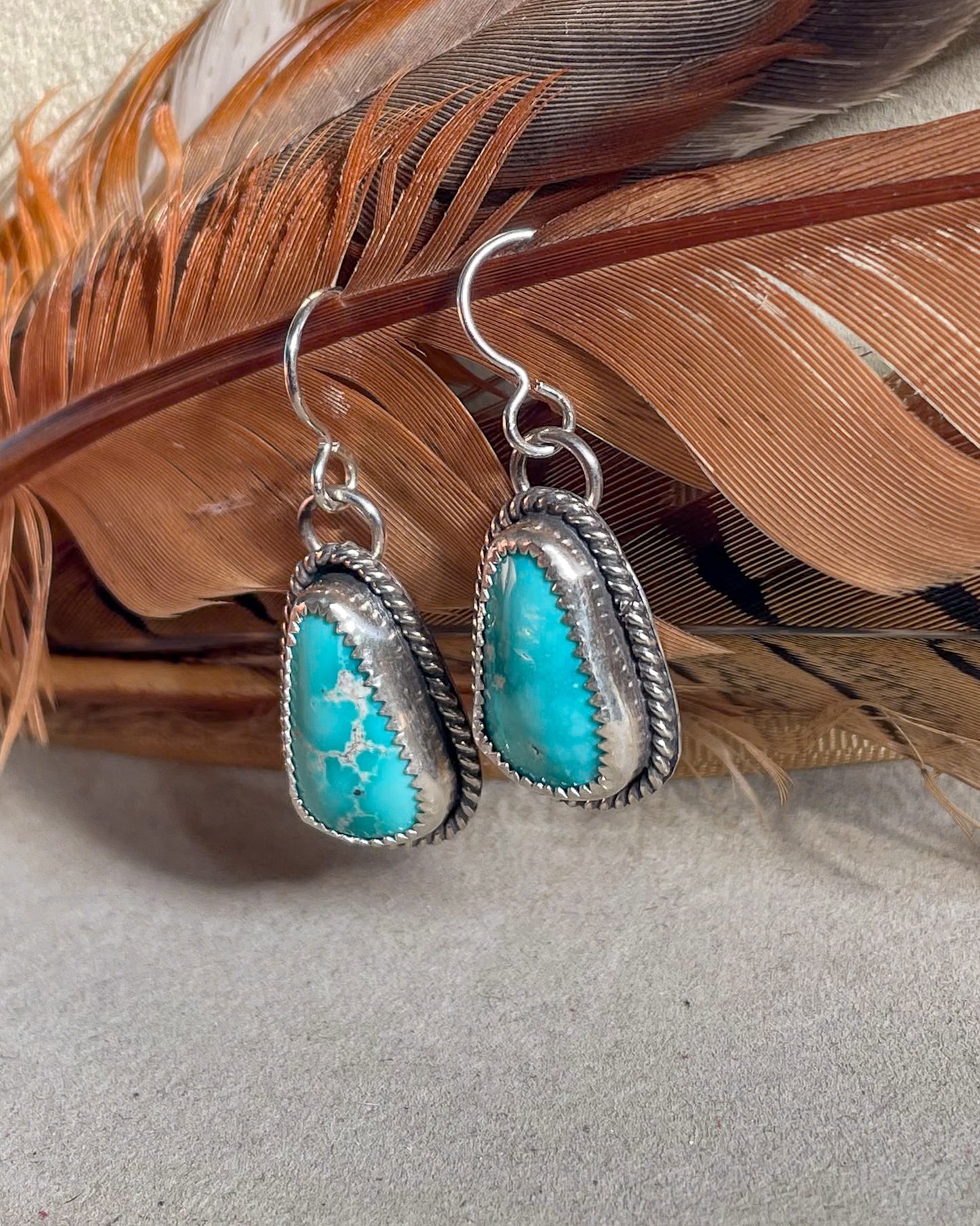 White Water Turquoise Roper Dangle Earrings
