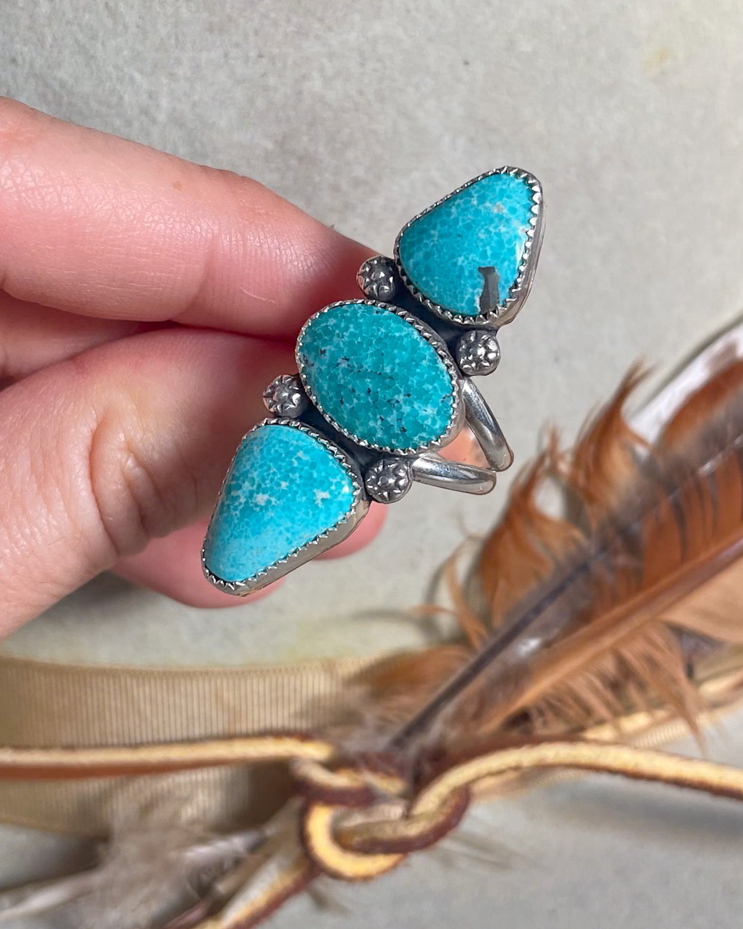 White Water Turquoise Wanderer Ring (Size 9)