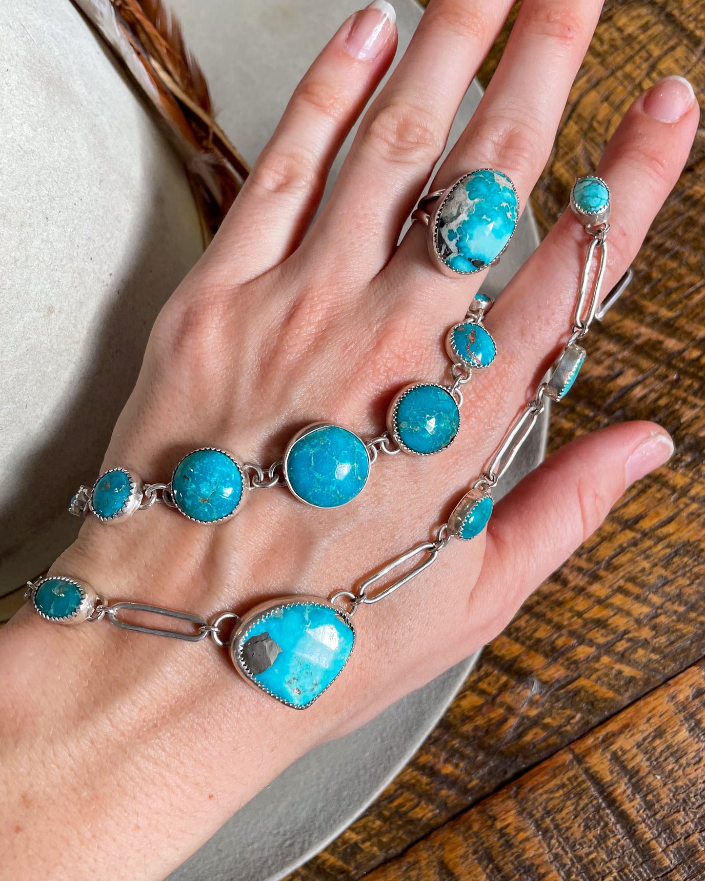 White Water Turquoise Ring (Size 7.5)