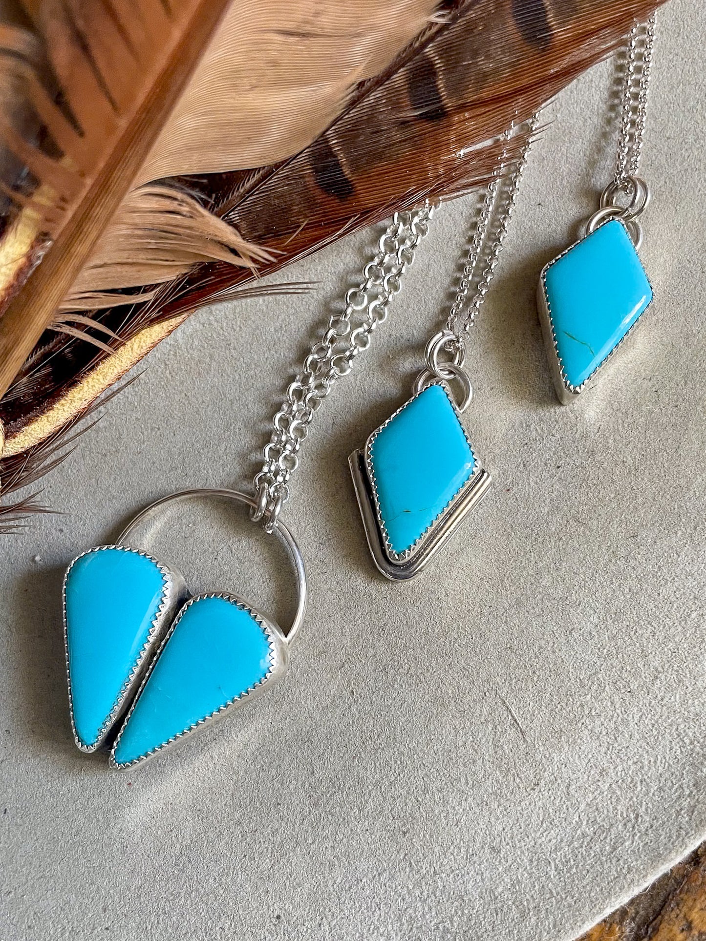 Sleeping Beauty Heart Cluster Necklace