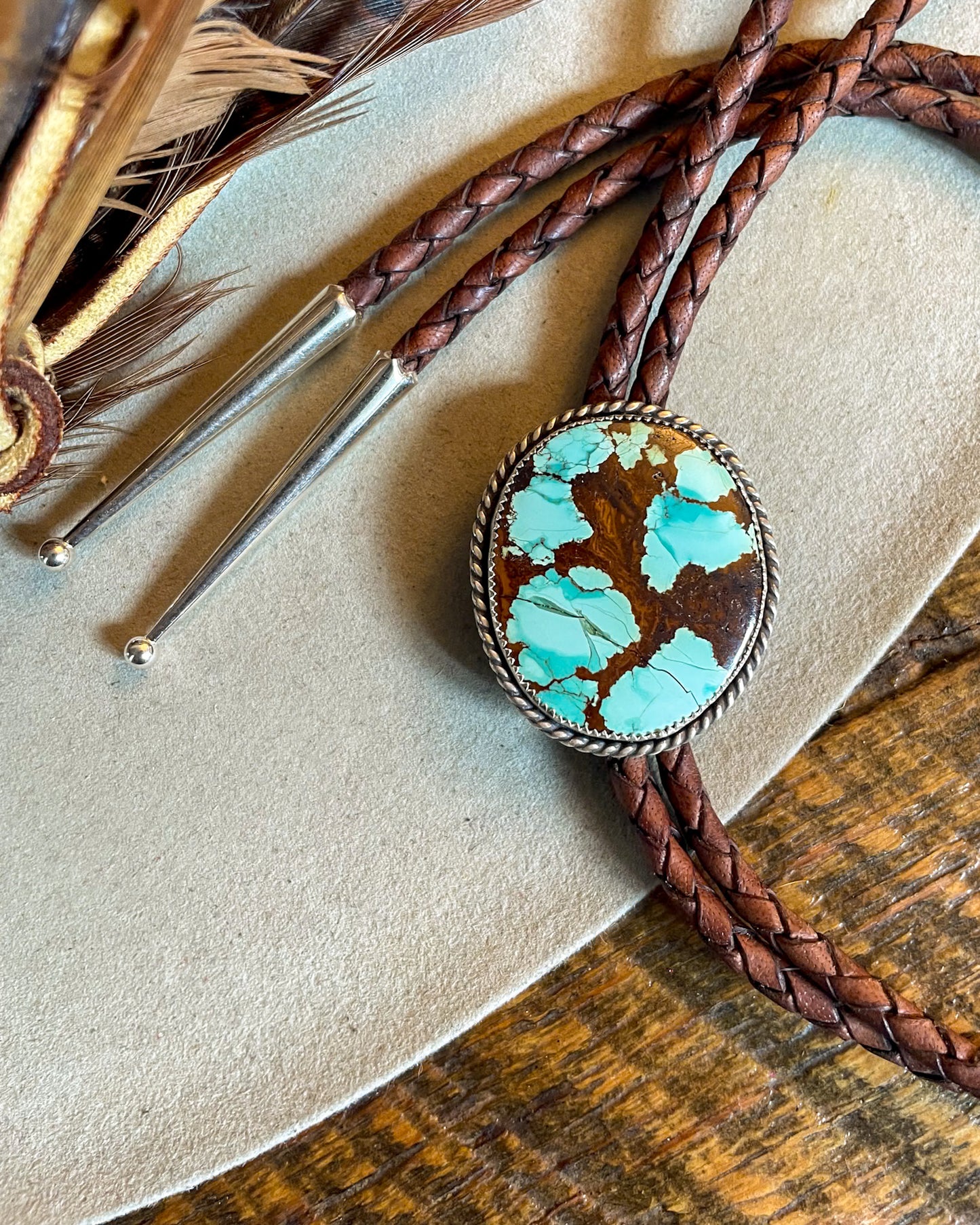 Number 8 Turquoise Roper Bolo