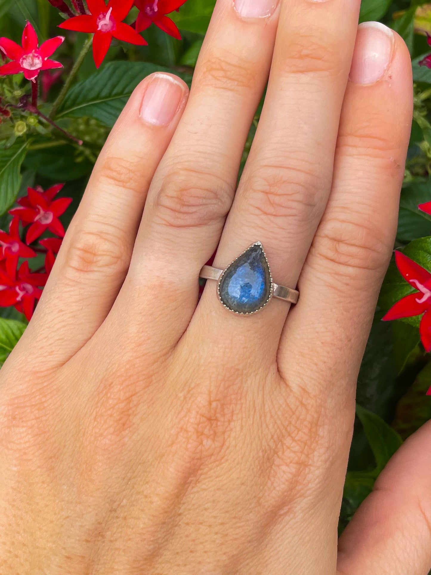 Labradorite Pear Cabochon Everyday Ring