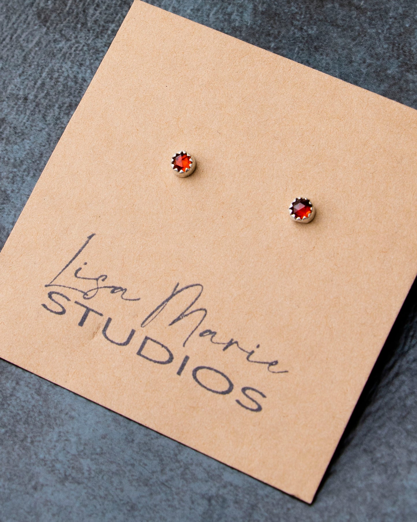 Dainty Garnet Studs
