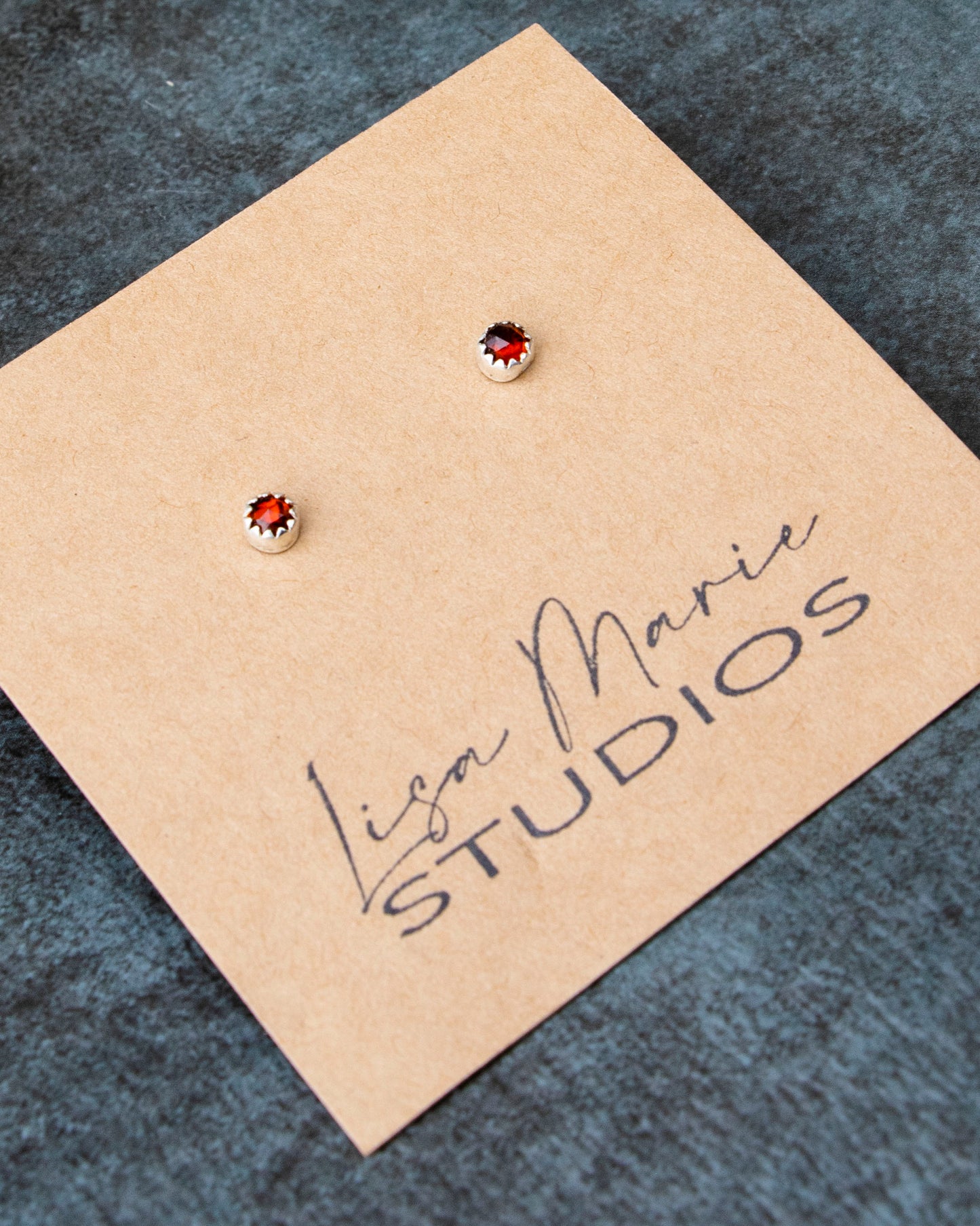 Dainty Garnet Studs