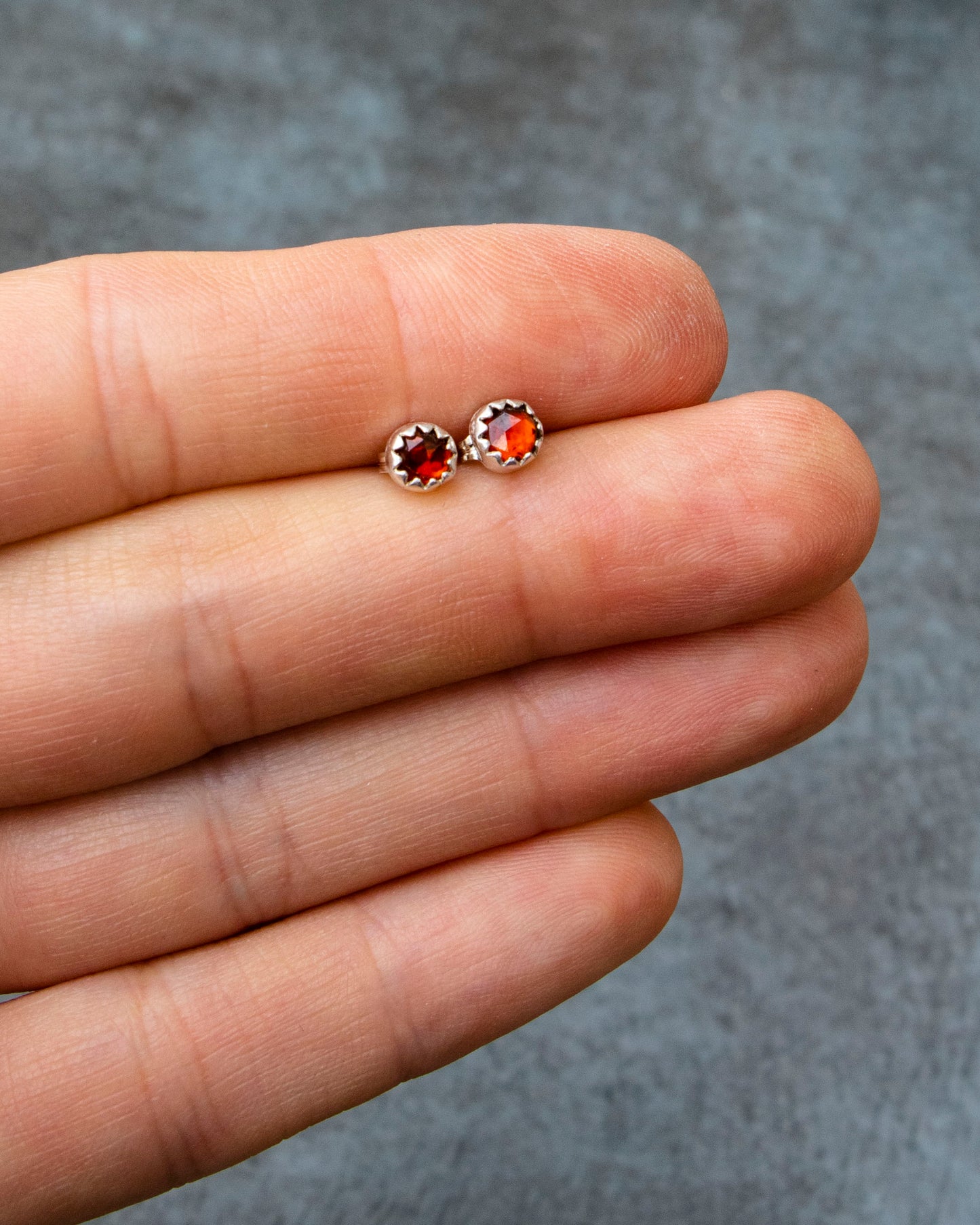 Dainty Garnet Studs