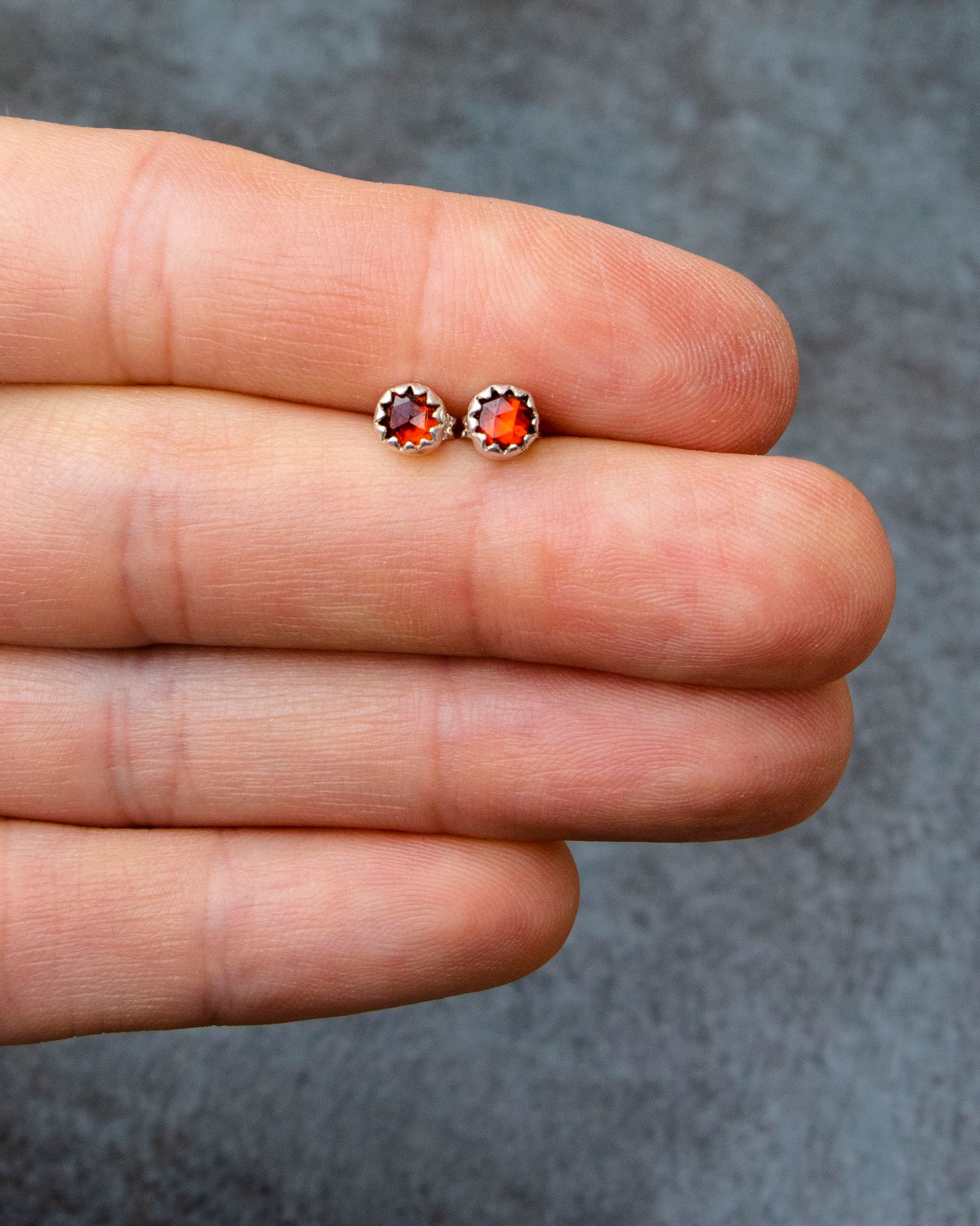 Dainty Garnet Studs