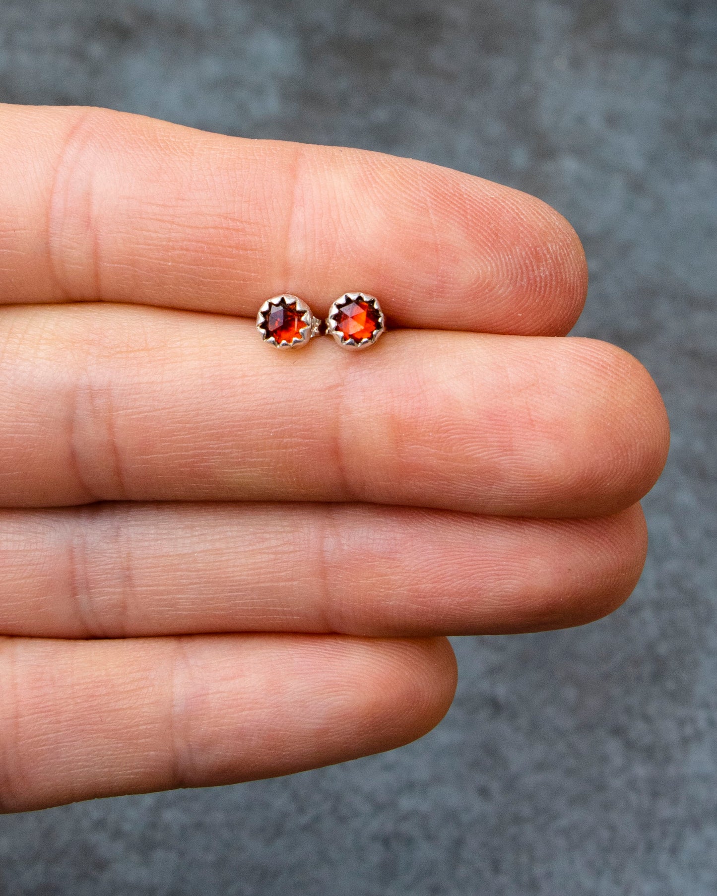 Dainty Garnet Studs