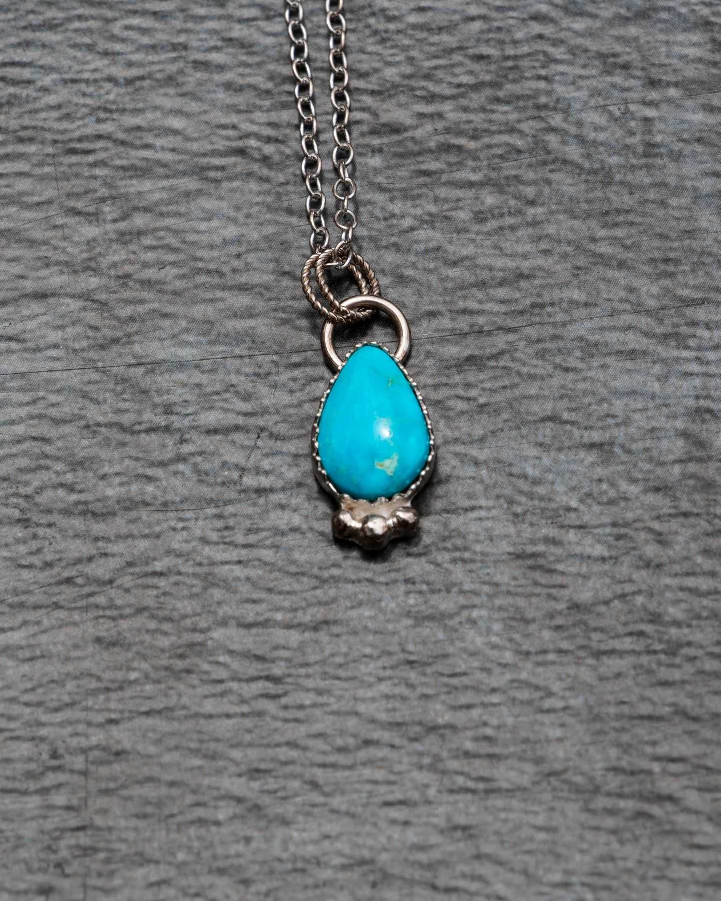 Blue Ridge Turquoise Necklace with Hand-Forged Silver Accent Beads
