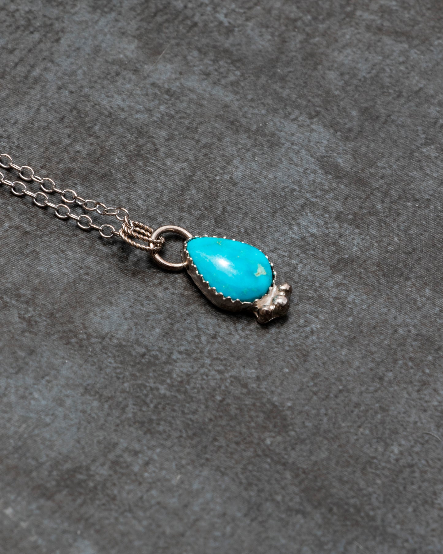 Blue Ridge Turquoise Necklace with Hand-Forged Silver Accent Beads