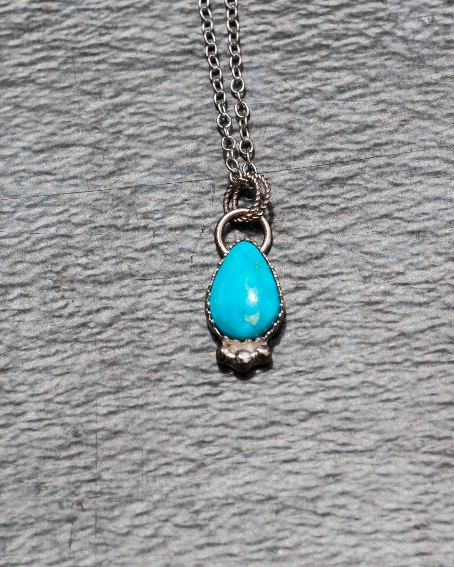 Blue Ridge Turquoise Necklace with Hand-Forged Silver Accent Beads