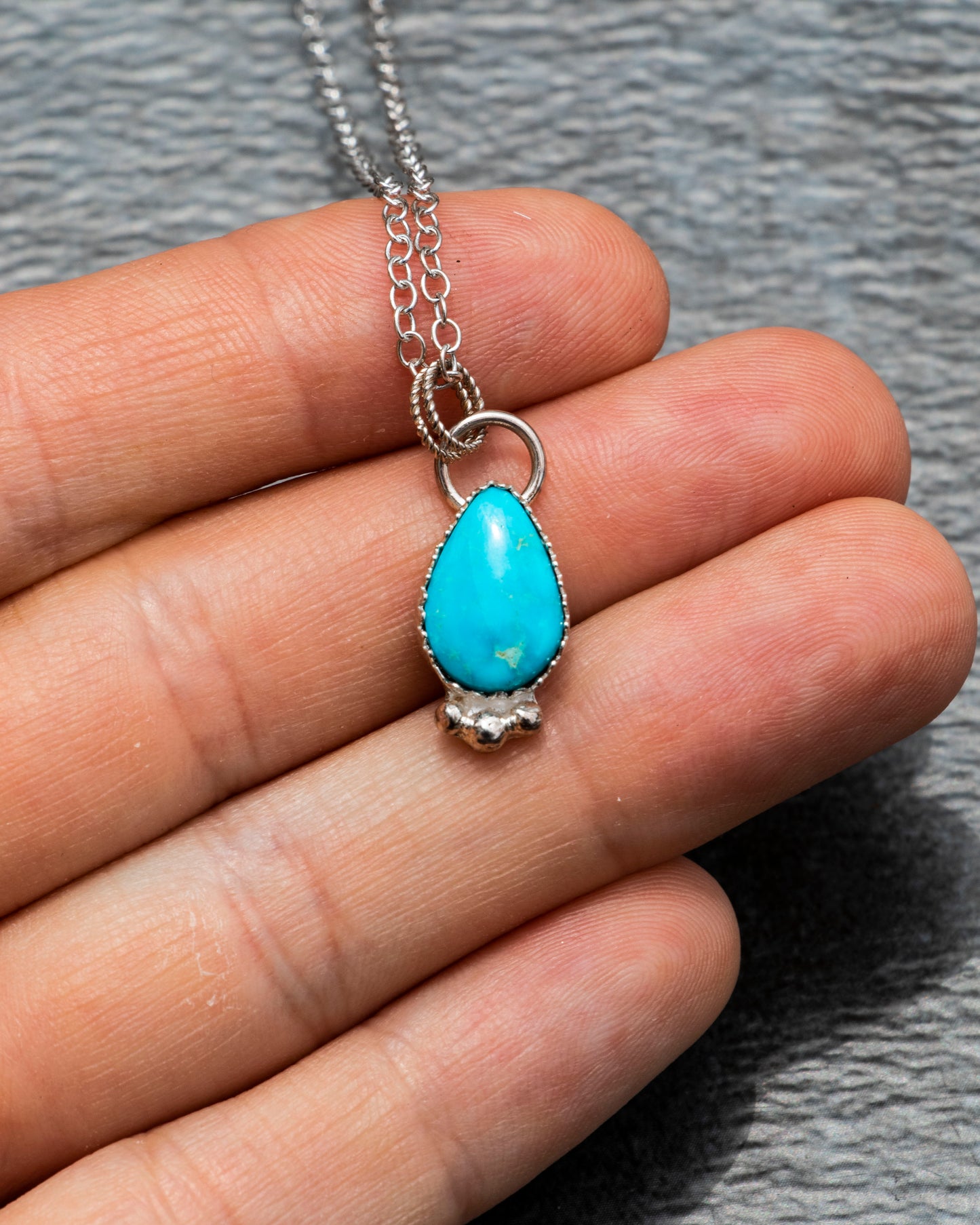 Blue Ridge Turquoise Necklace with Hand-Forged Silver Accent Beads