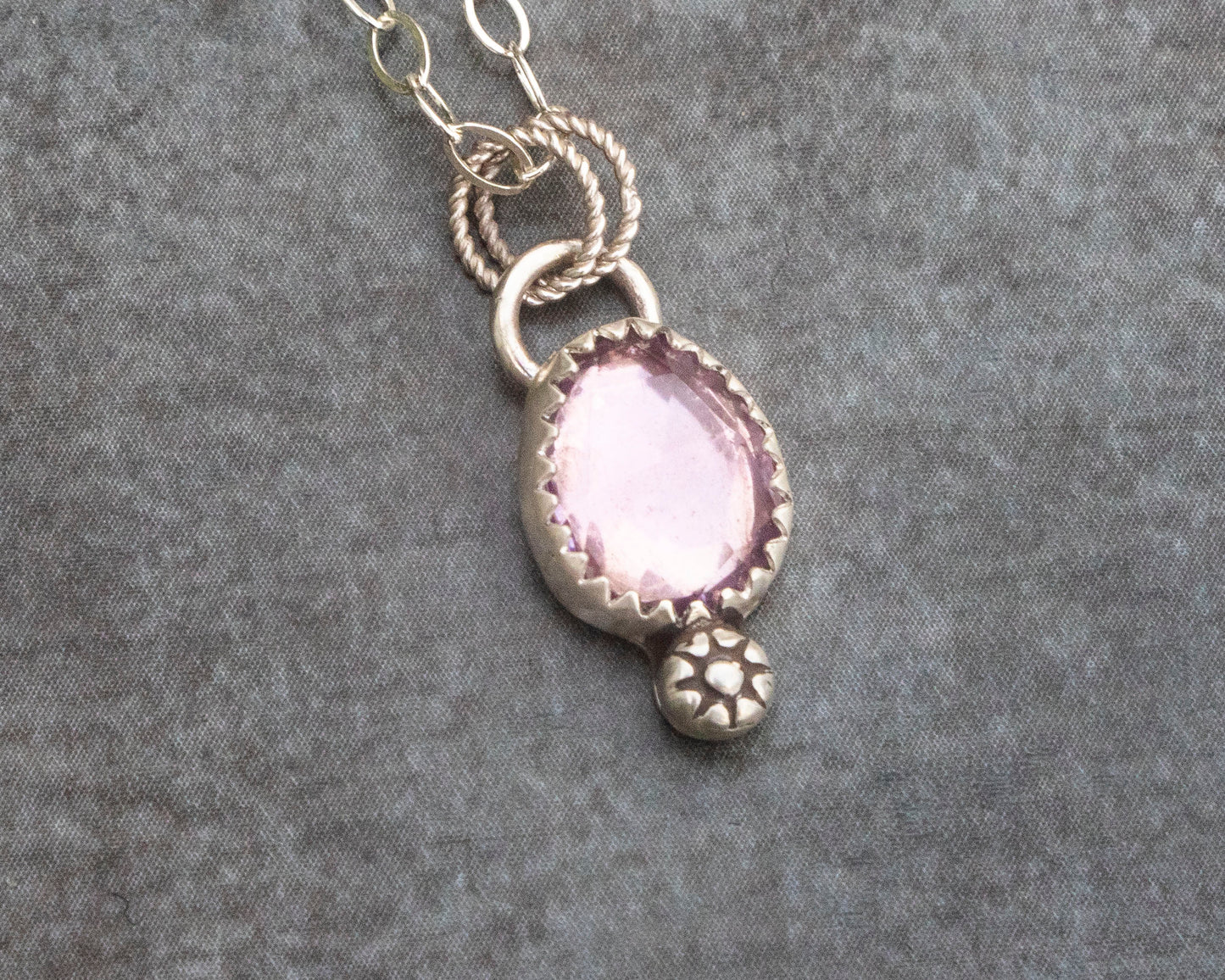 Pink Amethyst with Flower Accent Necklace