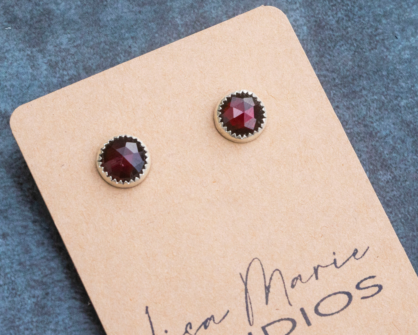 Large Round Garnet Studs