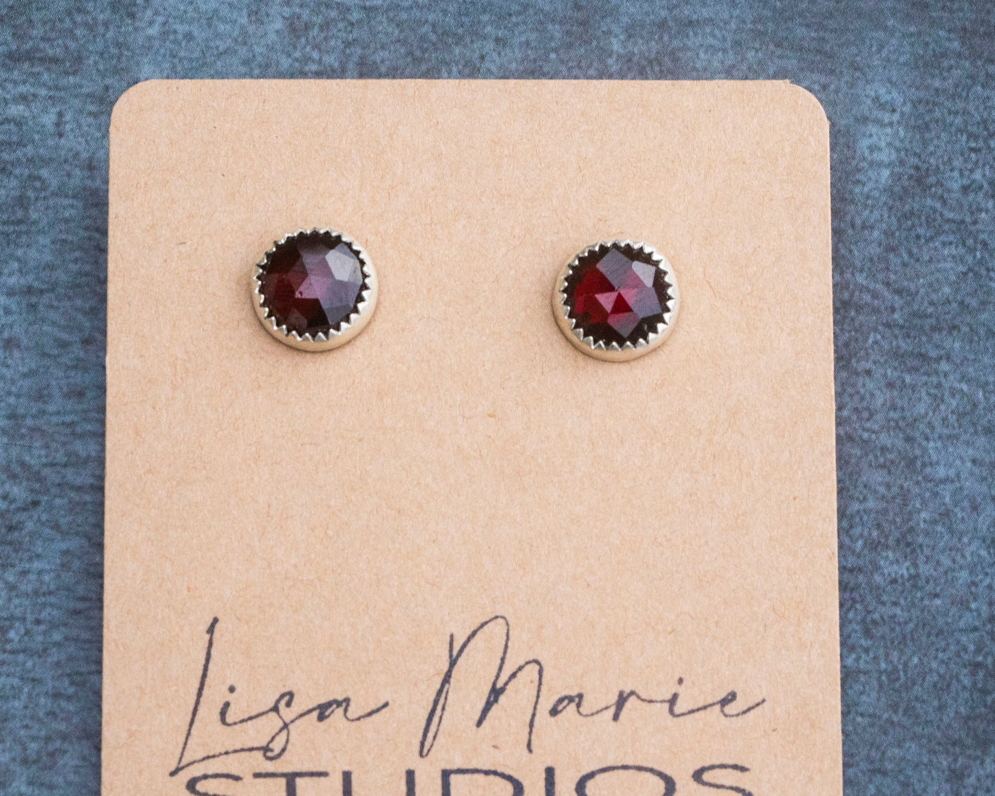 Large Round Garnet Studs