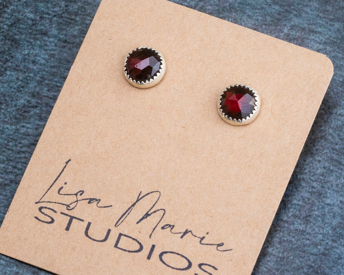Large Round Garnet Studs