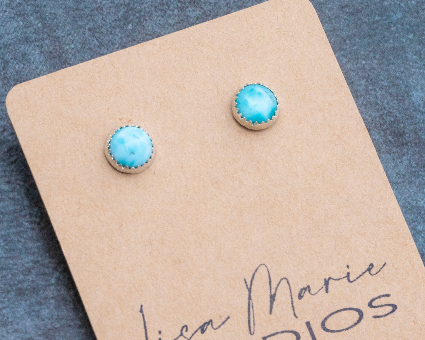 Round Larimar Studs