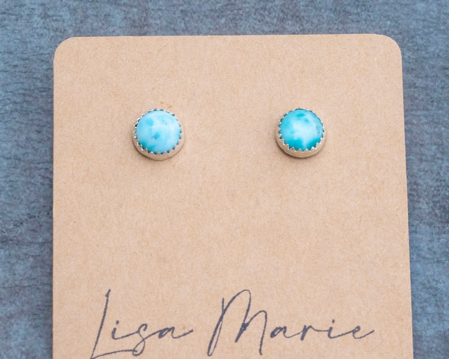 Round Larimar Studs