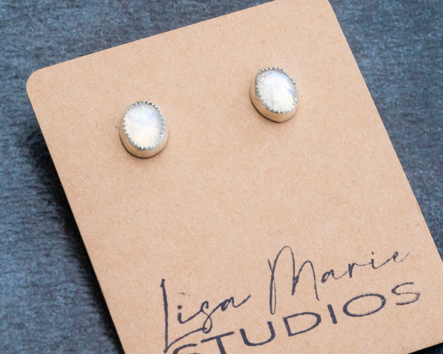 Large Rainbow Moonstone Studs
