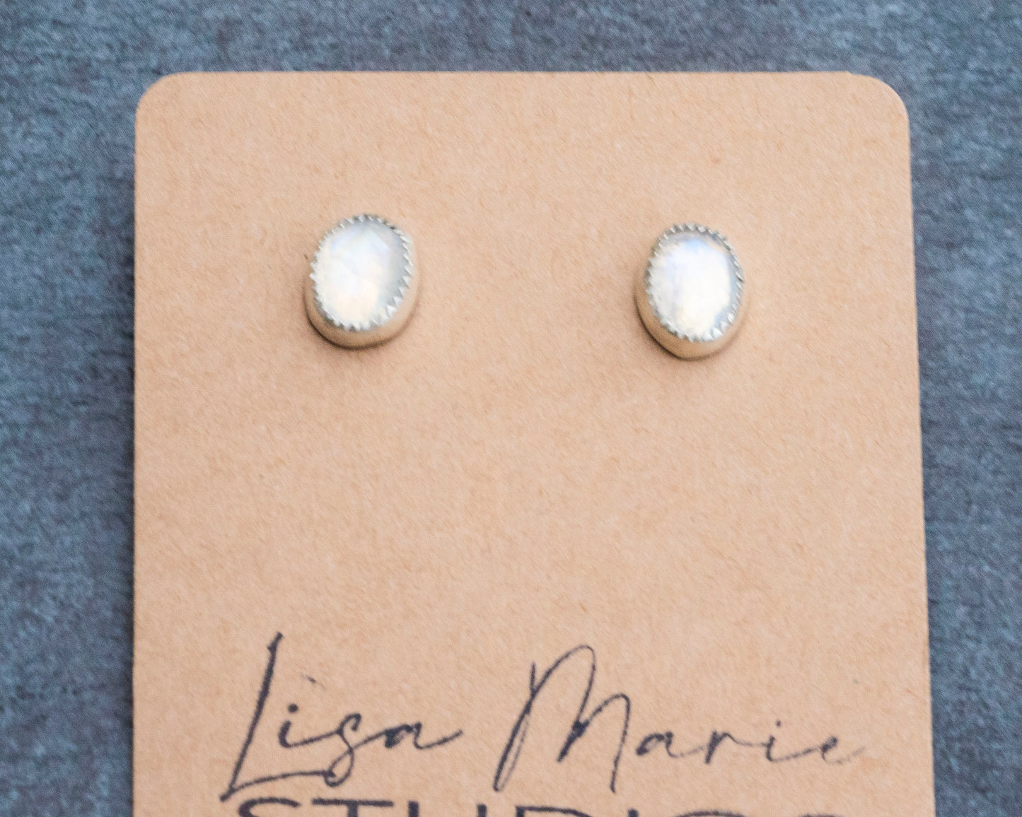 Large Rainbow Moonstone Studs