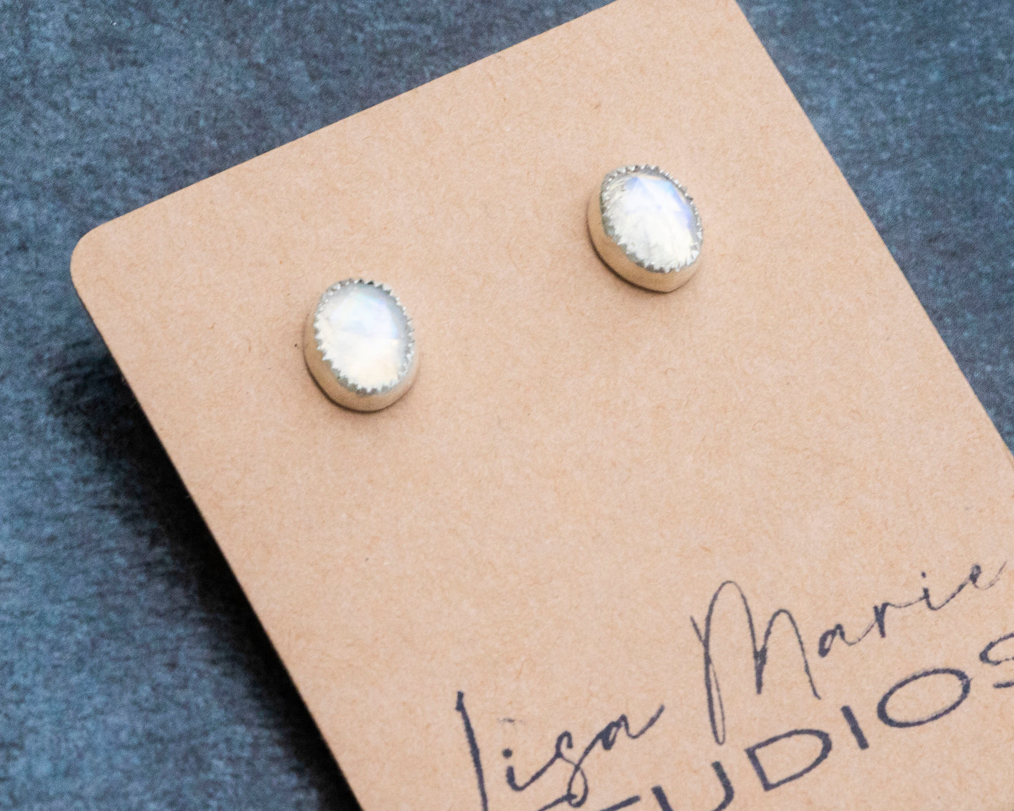 Large Rainbow Moonstone Studs