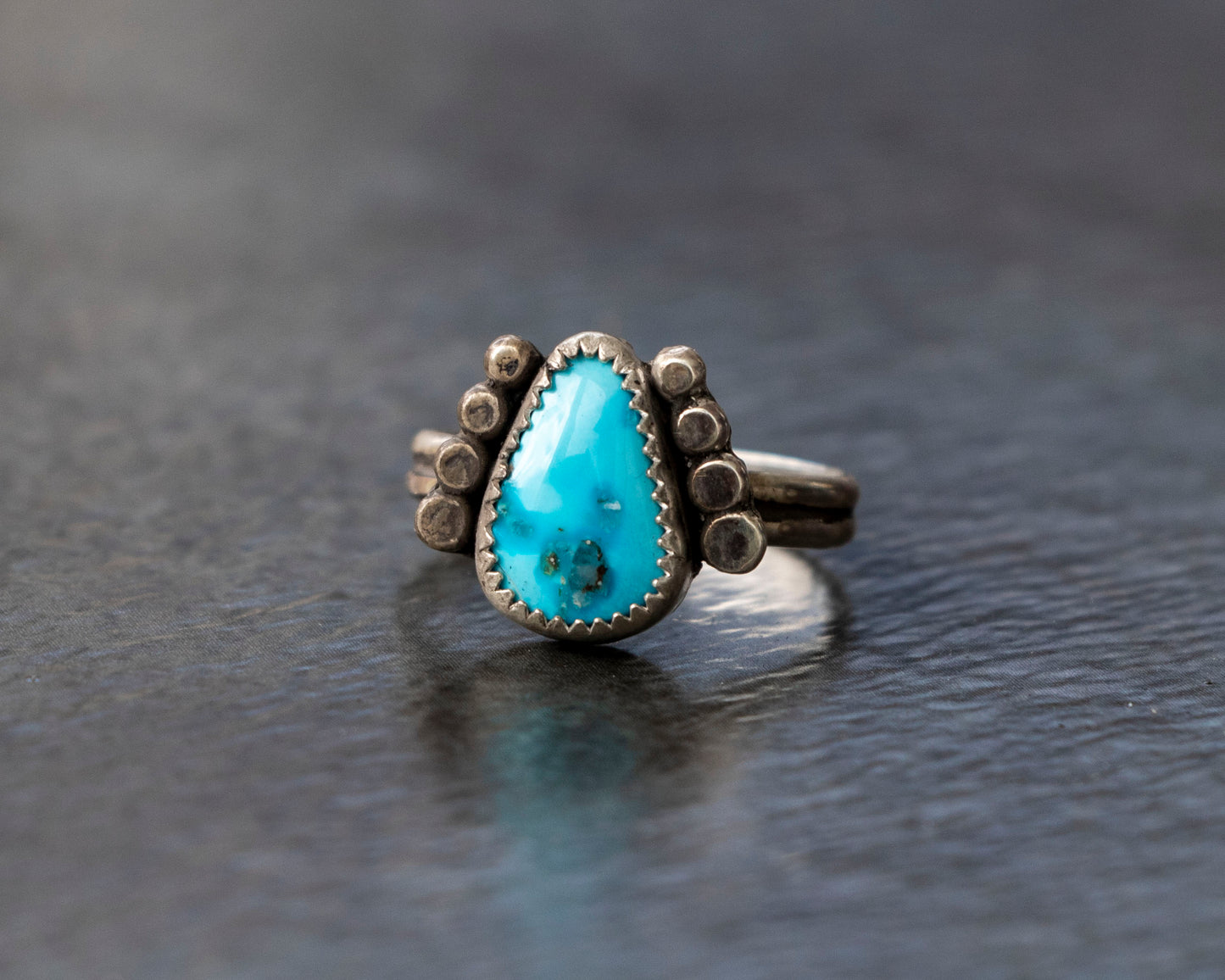 Sonoran Rose Armored Turquoise Ring Size 7.5