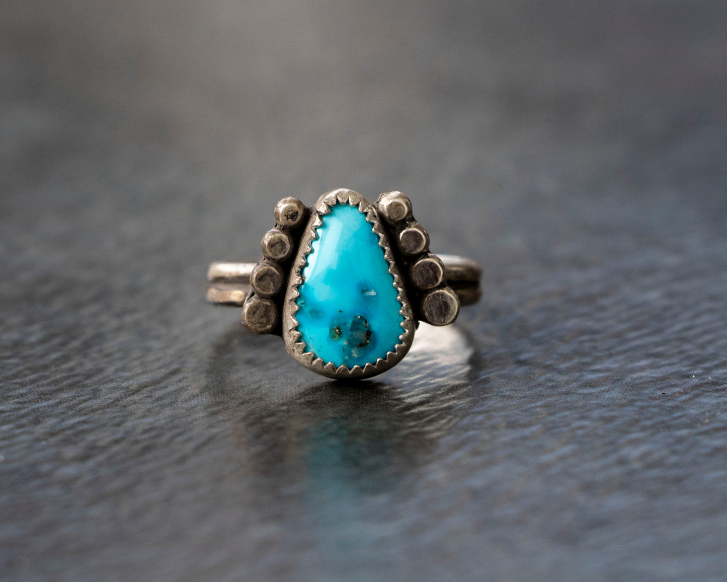 Sonoran Rose Armored Turquoise Ring Size 7.5
