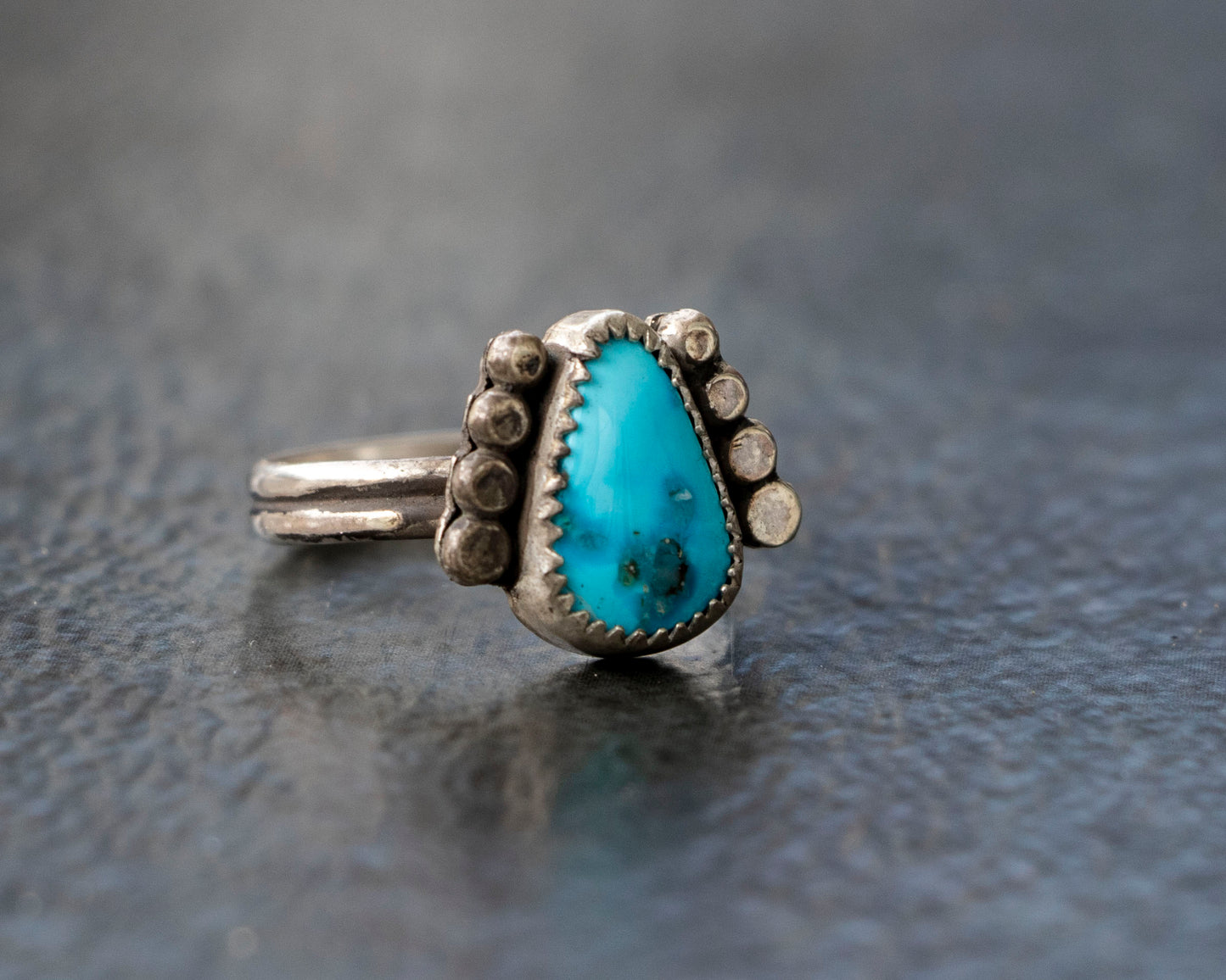 Sonoran Rose Armored Turquoise Ring Size 7.5