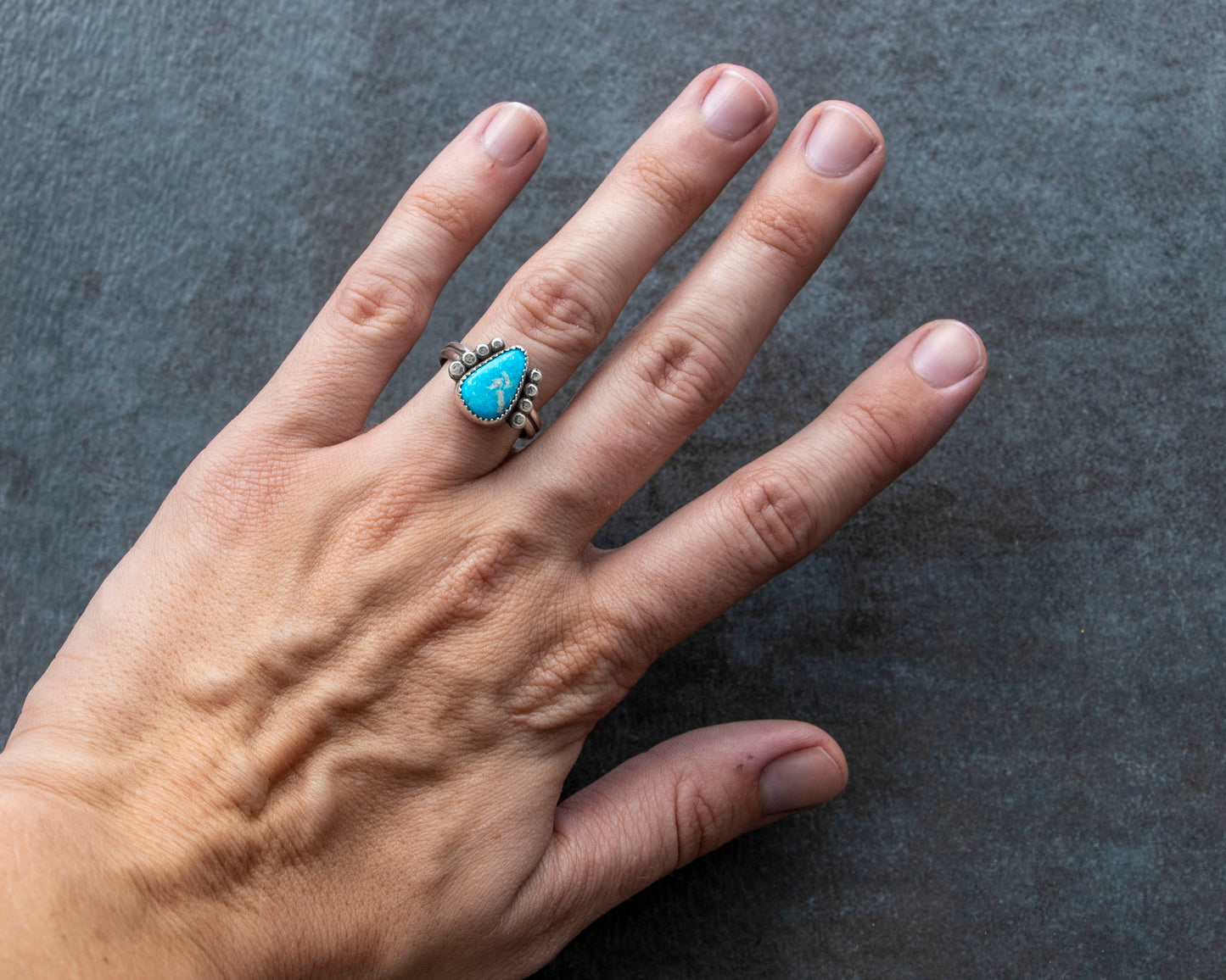 Sonoran Rose Armored Turquoise Ring Size 7.5 #2