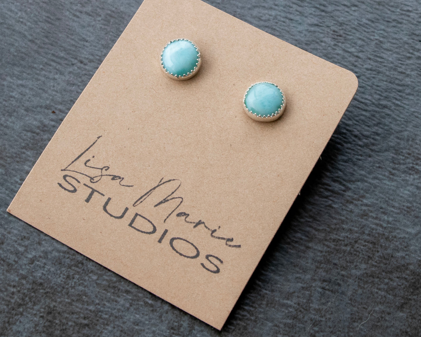 Large Larimar Studs
