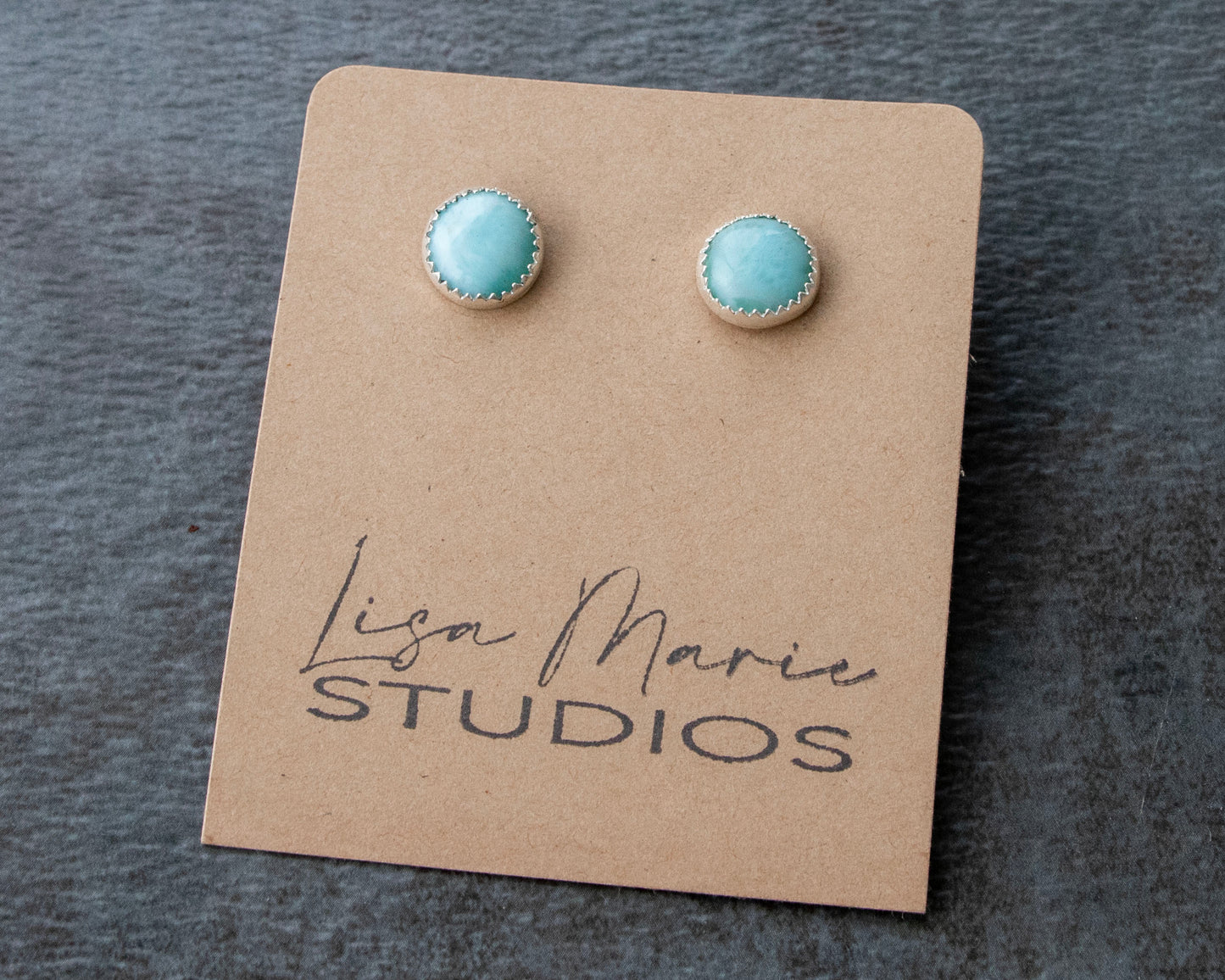 Large Larimar Studs