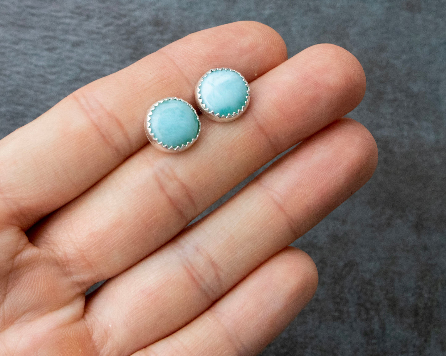 Large Larimar Studs
