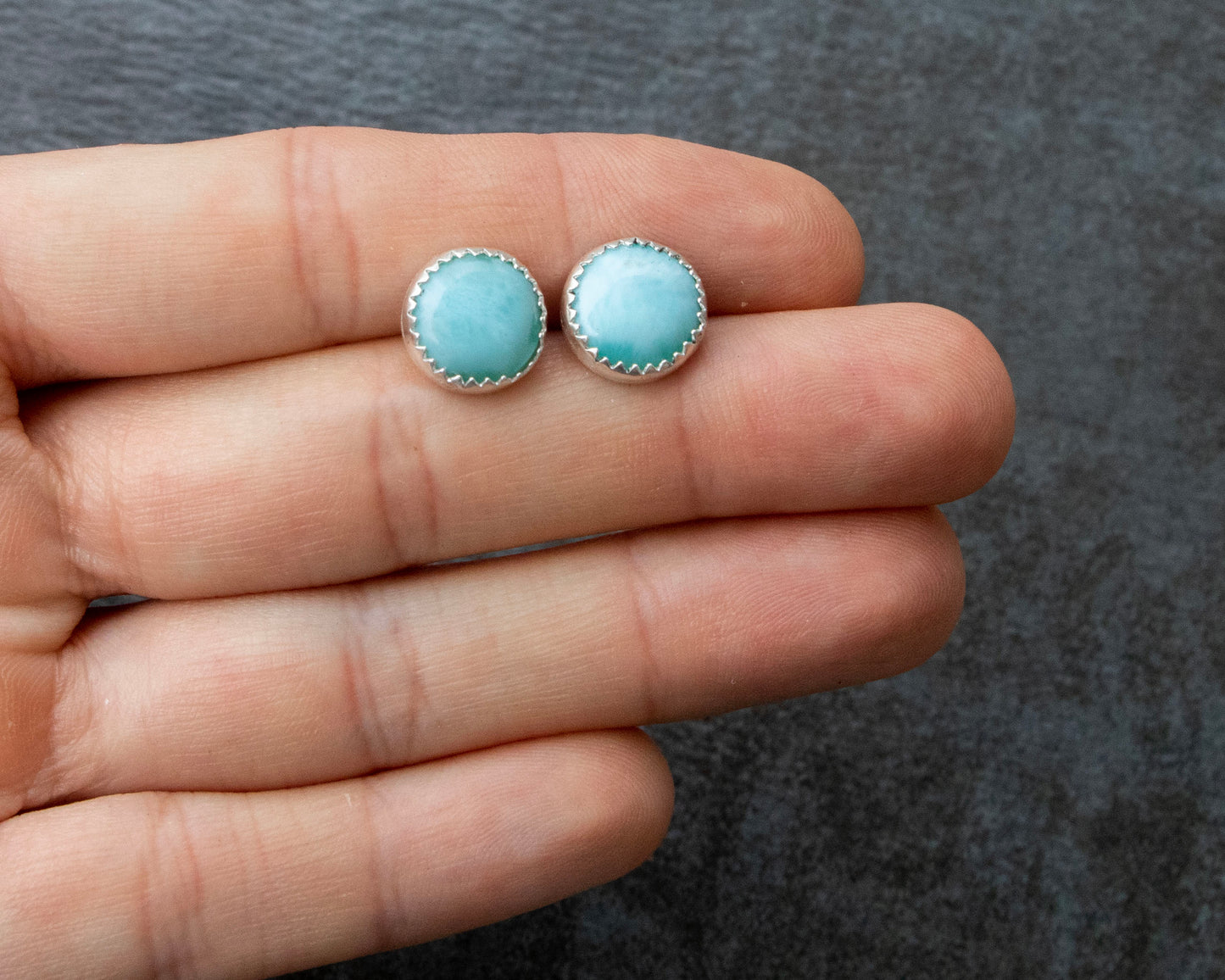 Large Larimar Studs