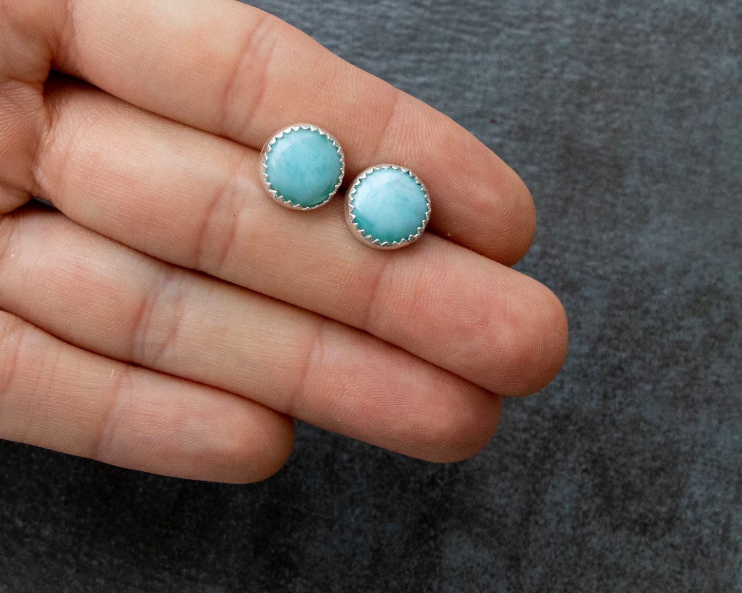 Large Larimar Studs