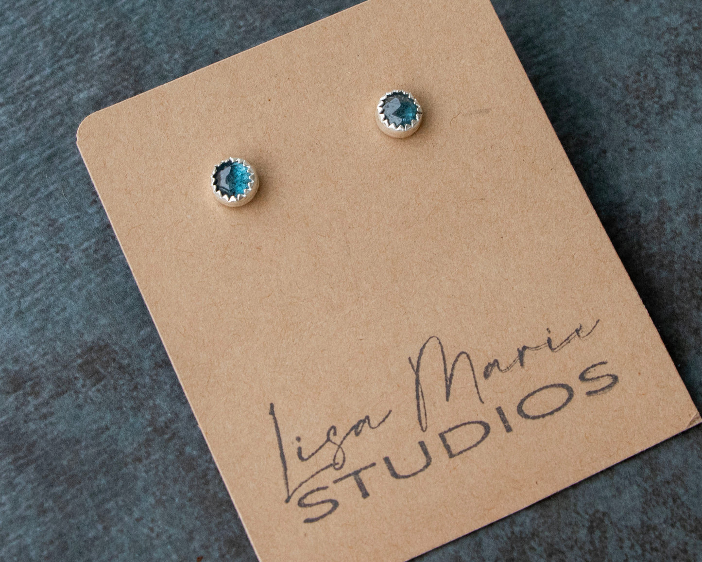 Teal Moss Kyanite Studs