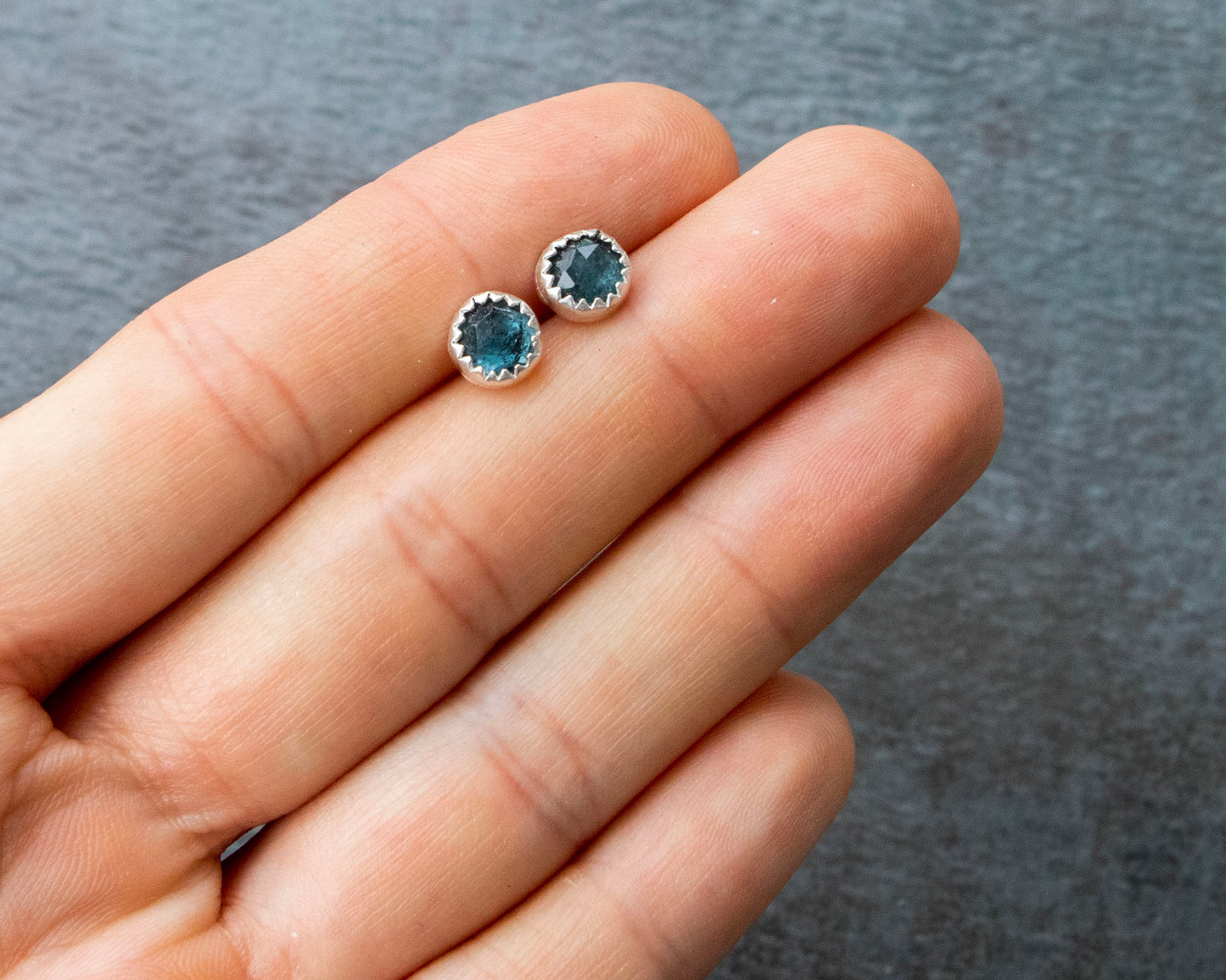 Teal Moss Kyanite Studs