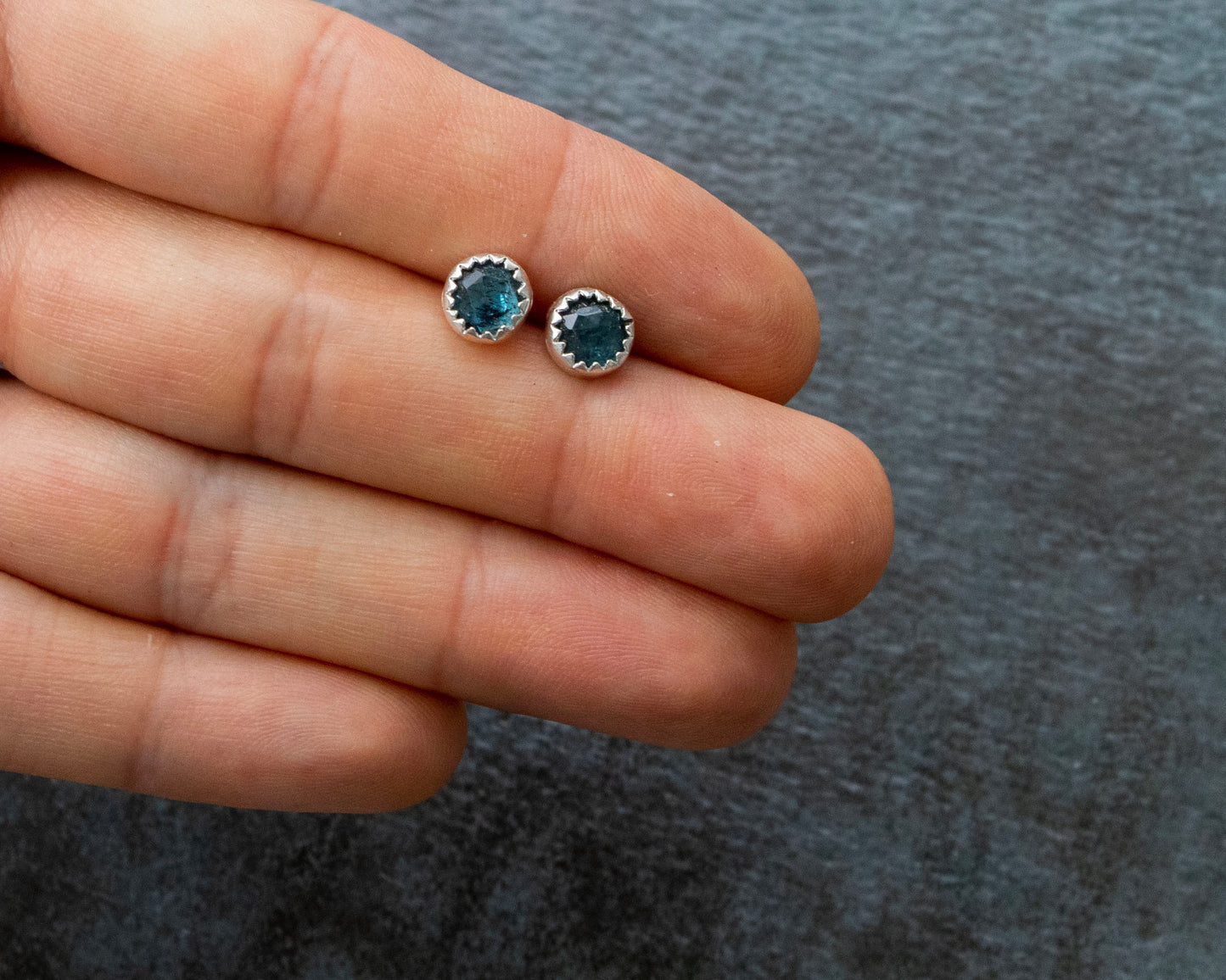 Teal Moss Kyanite Studs