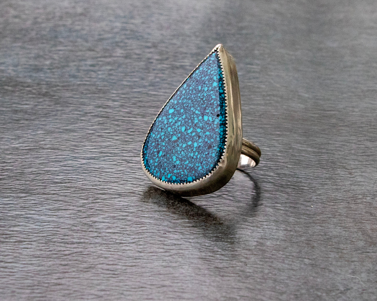 Giant Moon River Turquoise Statement Ring Size 7.5