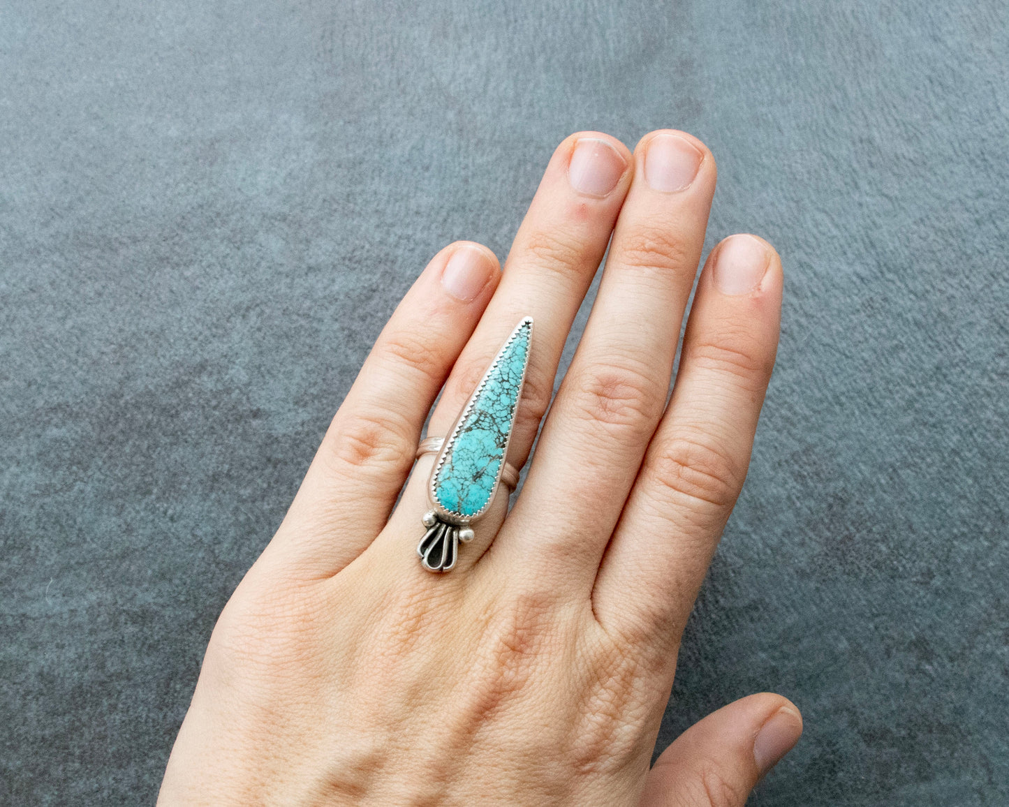 Moon River Turquoise Statement Ring Size 6